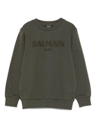 Felpa per bambino Balmain Kids verde con logo ricamato - Rubino Kids