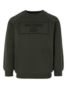 Felpa per bambino Balmain Kids verde con logo ricamato - Rubino Kids