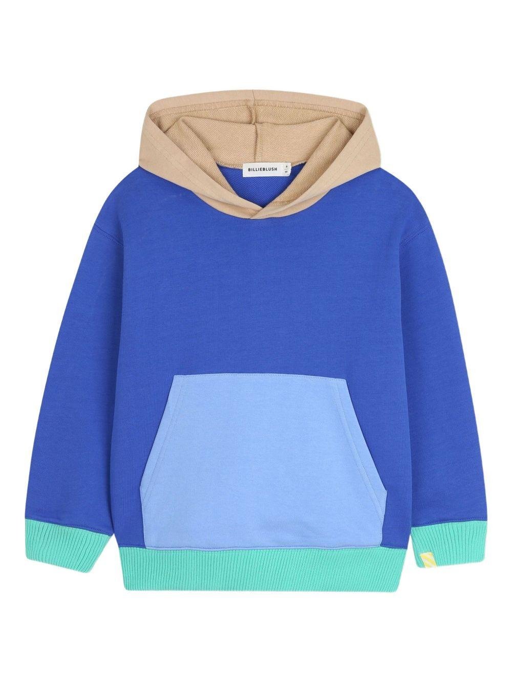 Felpa per bambino Billieblush blu con cappuccio e design color - block - Rubino Kids