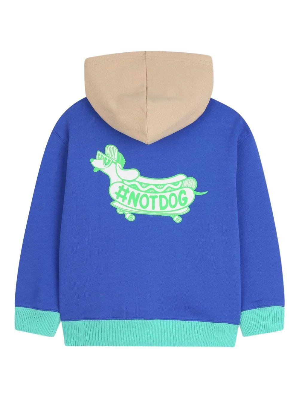 Felpa per bambino Billieblush blu con cappuccio e design color - block - Rubino Kids