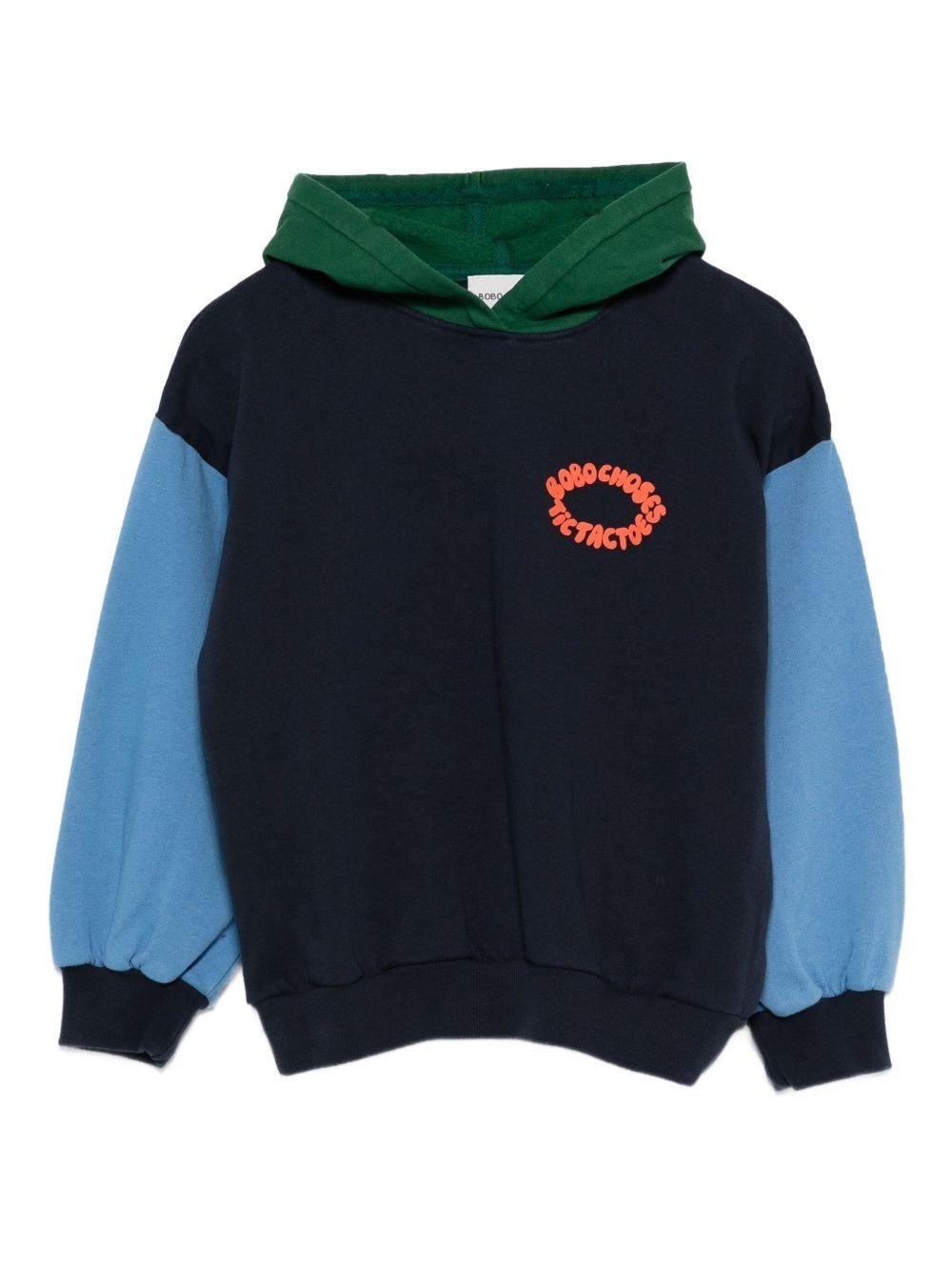 Felpa per bambino Bobo Choses blu con cappuccio Tic Tac Toe - Rubino Kids