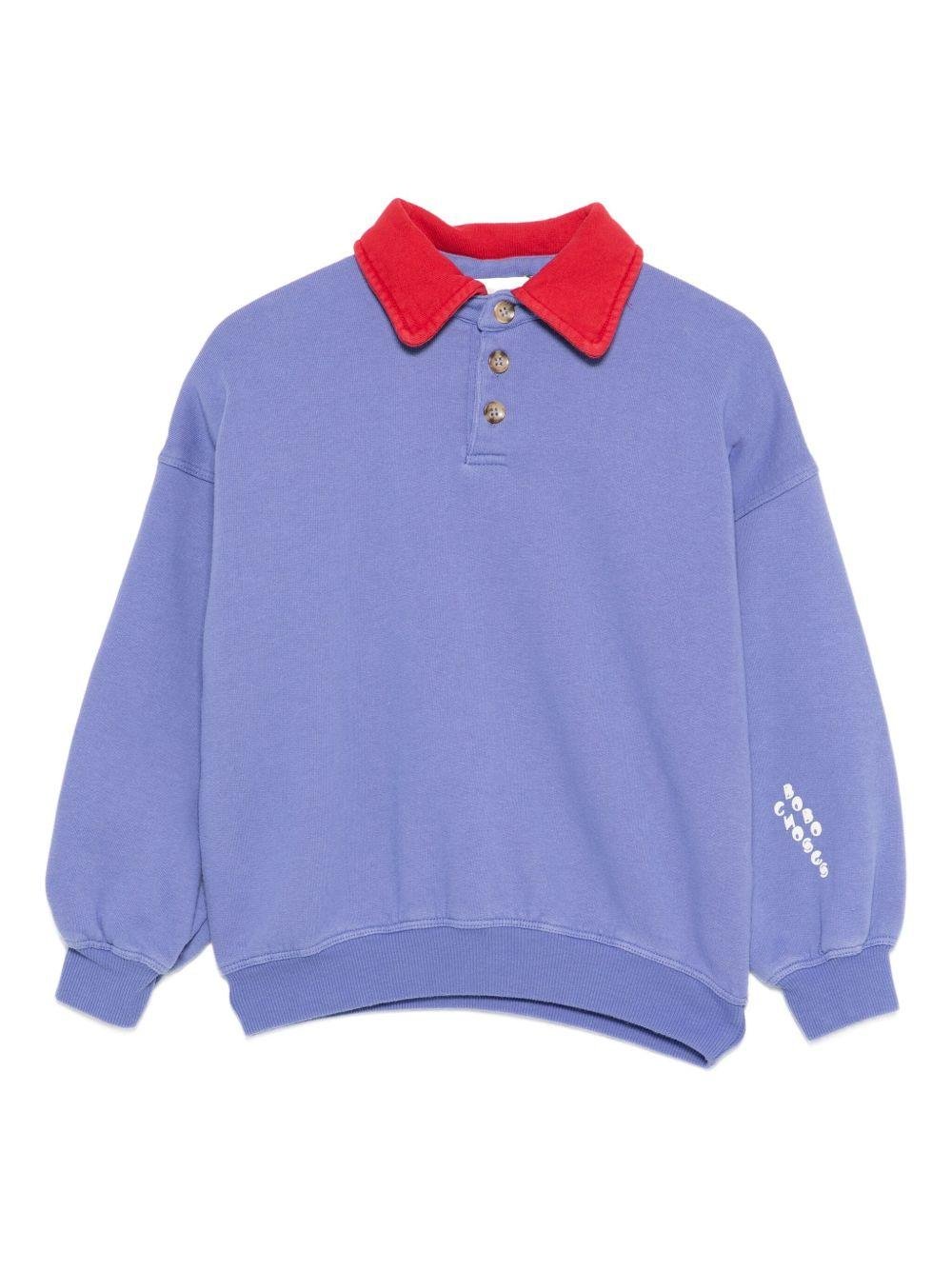 Felpa per bambino Bobo Choses viola con colletto a contrasto - Rubino Kids