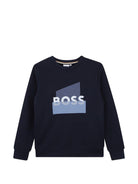 Felpa per bambino Boss Kids blu con stampa grafica - Rubino Kids