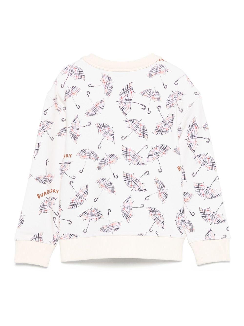Felpa per bambino Burberry Kids bianco con stampa ombrello - Rubino Kids