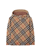 Felpa per bambino Burberry Kids marrone con cappuccio e motivo a quadri - Rubino Kids