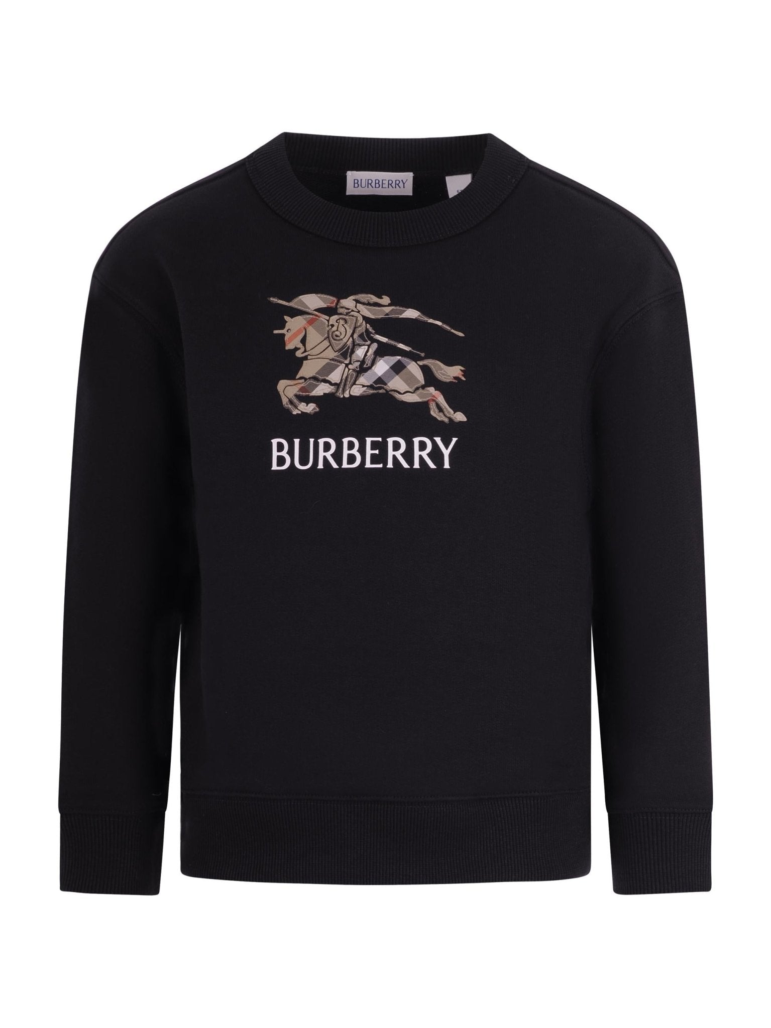 Burberry Kids black sweatshirt with equestrian kinght logo on the