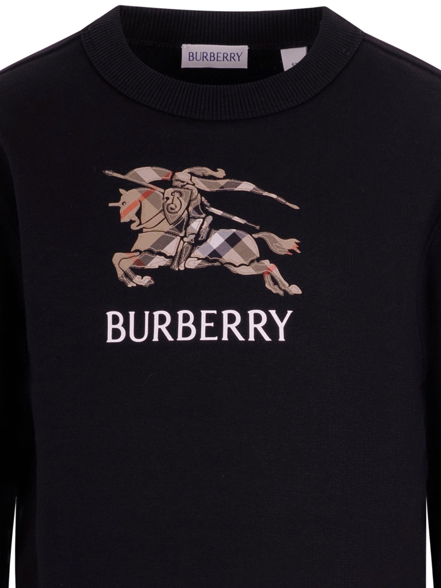 Burberry Kids black sweatshirt with equestrian kinght logo on the