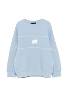 Felpa per bambino Emporio Armani Kids azzurra con logo sul davanti - Rubino Kids