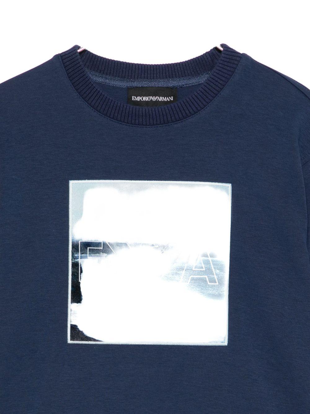 Felpa per bambino Emporio Armani Kids blu con stampa grafica - Rubino Kids