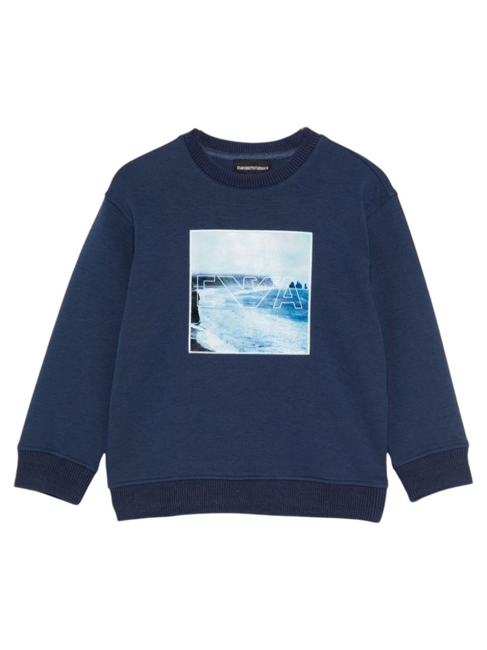 Felpa per bambino Emporio Armani Kids blu con stampa grafica - Rubino Kids