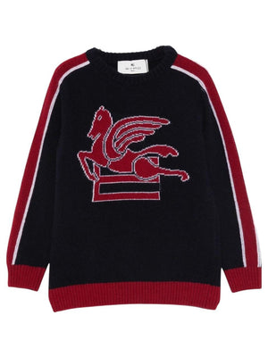 ETRO KIDS blue sweatshirt with Pegasus motif on the front
