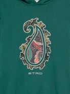 Felpa per bambino Etro Kids verde con cappuccio con motivo paisley - Rubino Kids