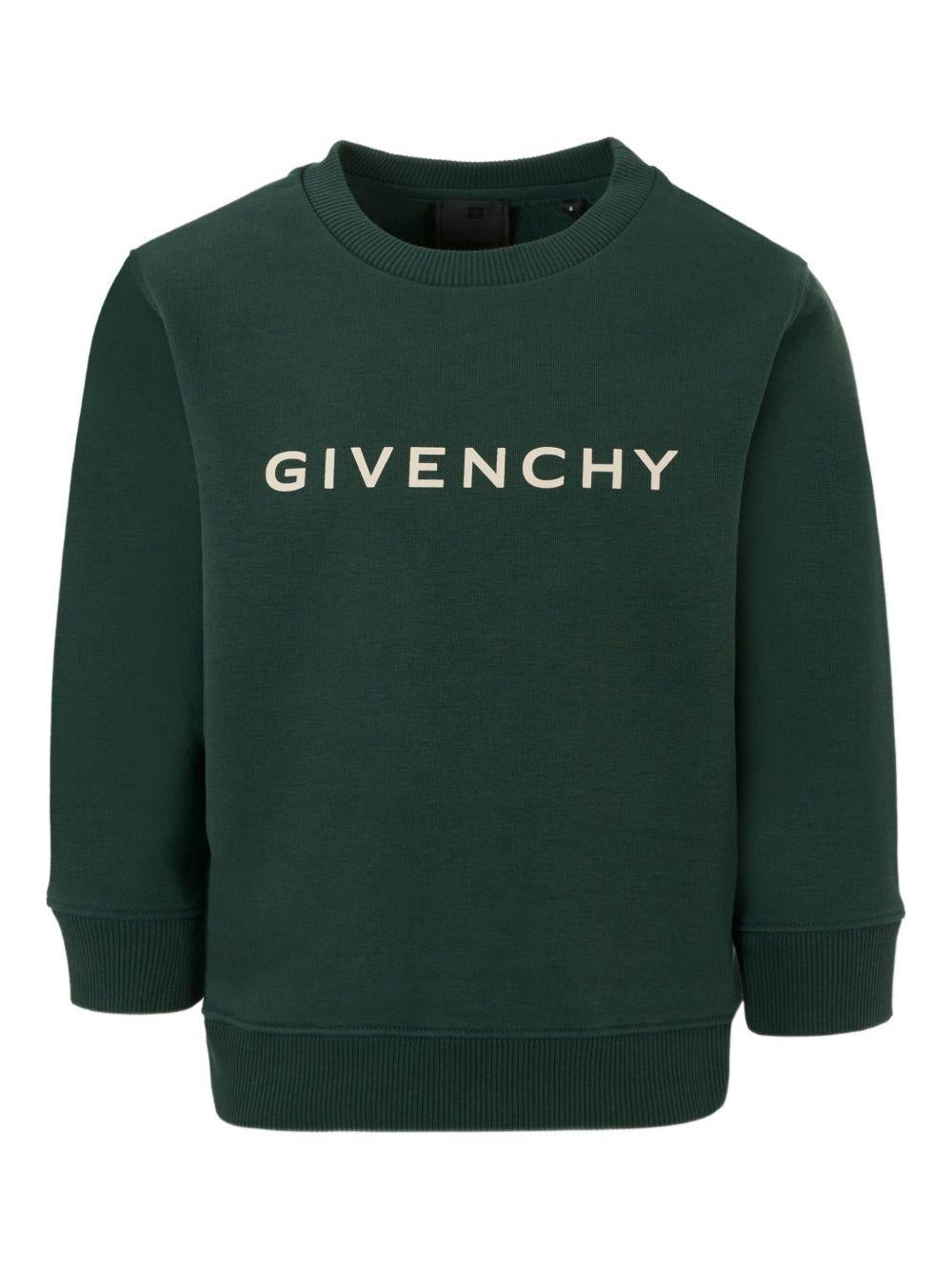 Givenchy Kids green sweatshirt with GIVENCHY KIDS logo detail