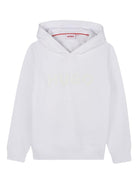 Felpa per bambino Hugo Kids bianca con cappuccio e logo - Rubino Kids