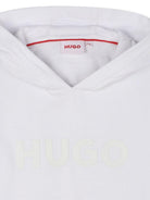 Felpa per bambino Hugo Kids bianca con cappuccio e logo - Rubino Kids