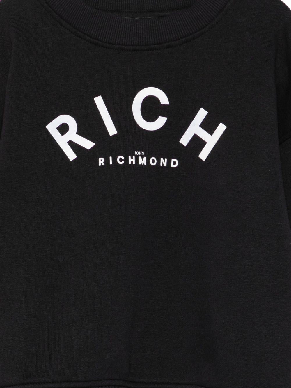 Felpa per bambino John Richmond Junior nero con logo - Rubino Kids