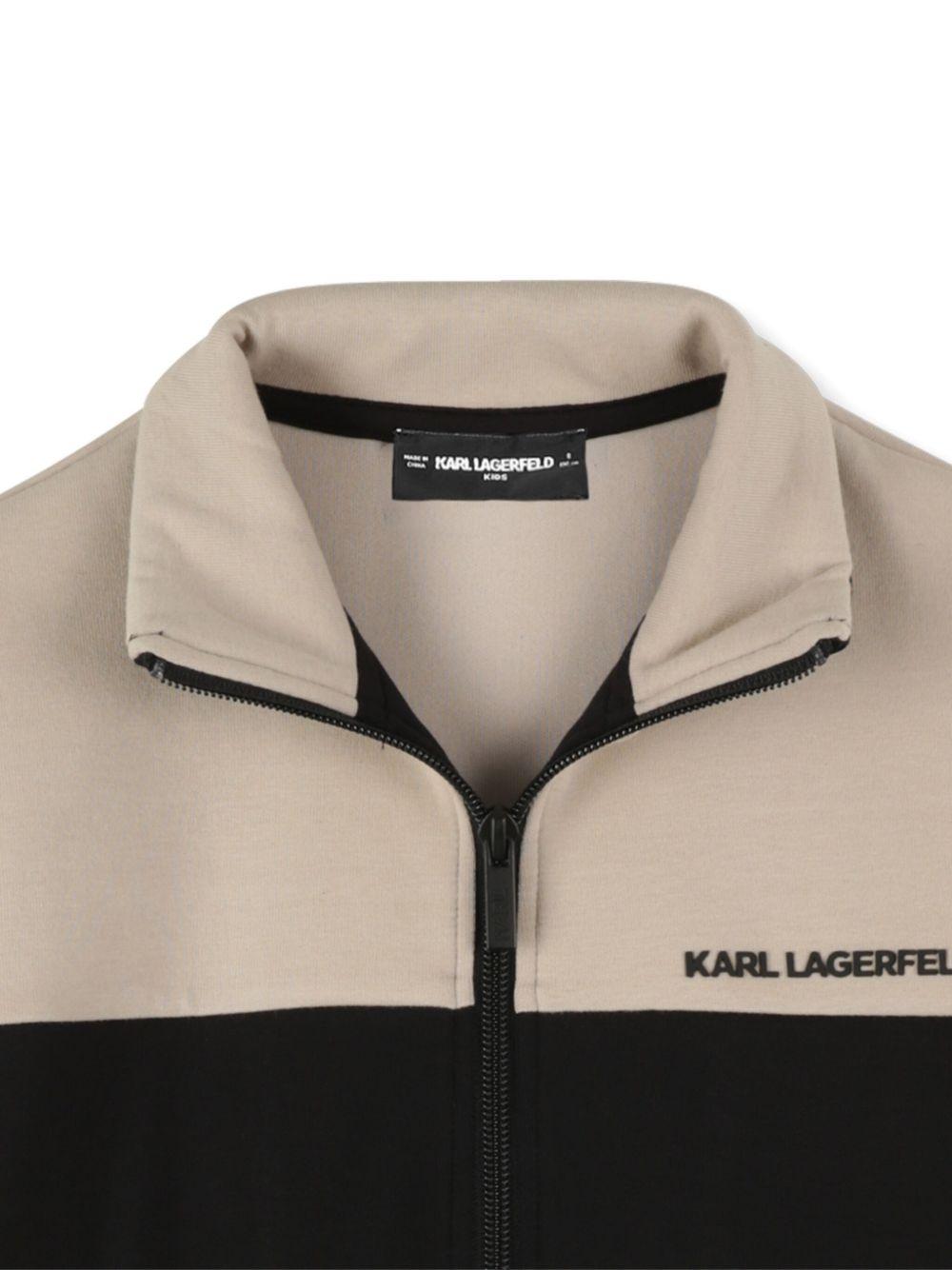 Felpa per bambino Karl Lagerfeld kids beige con design color - block - Rubino Kids