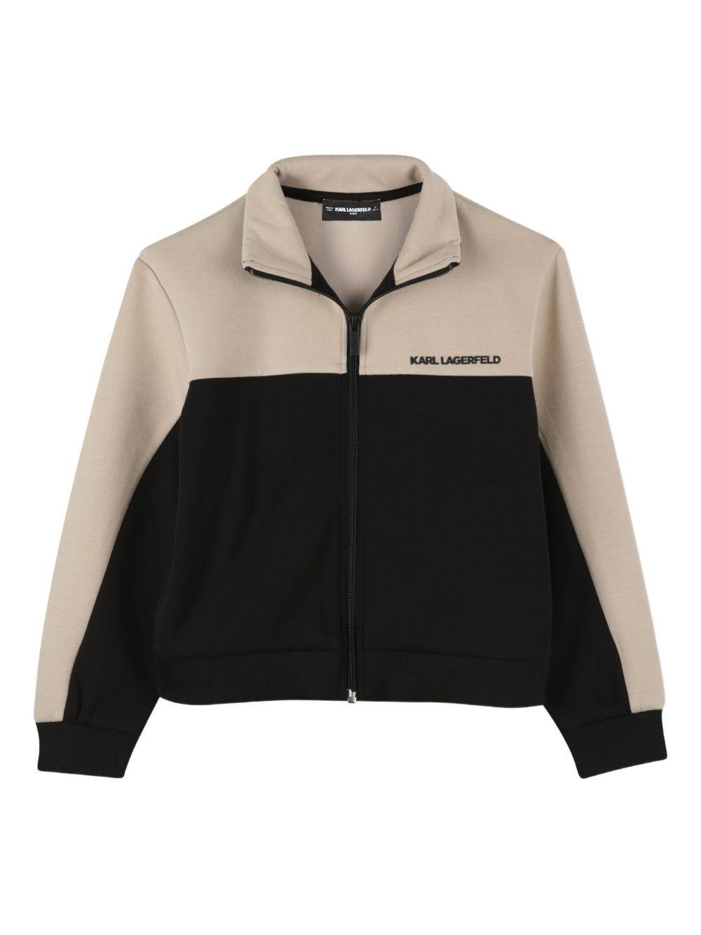 Felpa per bambino Karl Lagerfeld kids beige con design color - block - Rubino Kids