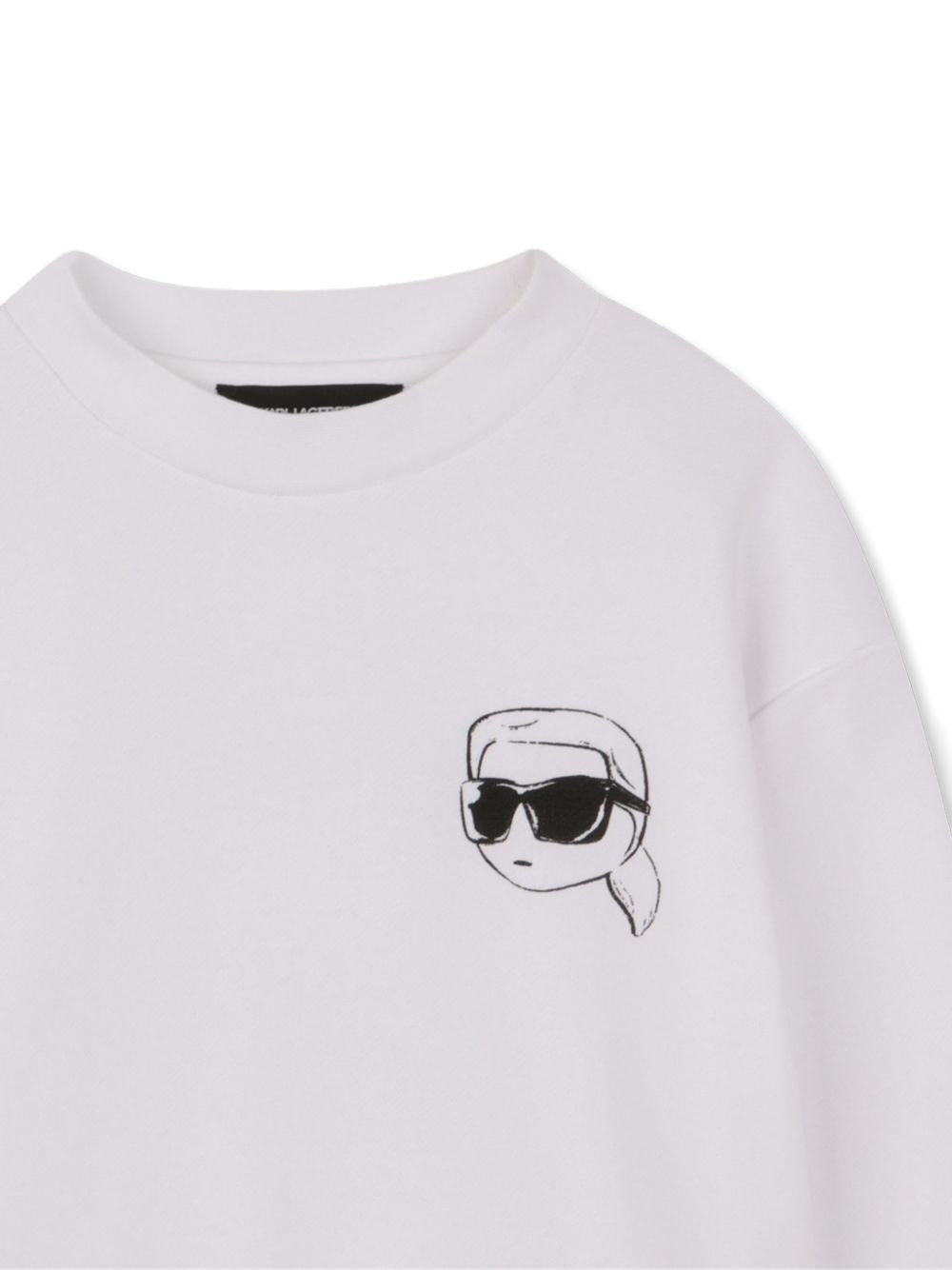 Felpa per bambino Karl Lagerfeld Kids bianca con stampa Karl - Rubino Kids