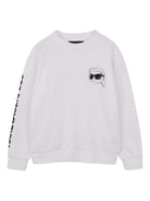 Felpa per bambino Karl Lagerfeld Kids bianca con stampa Karl - Rubino Kids