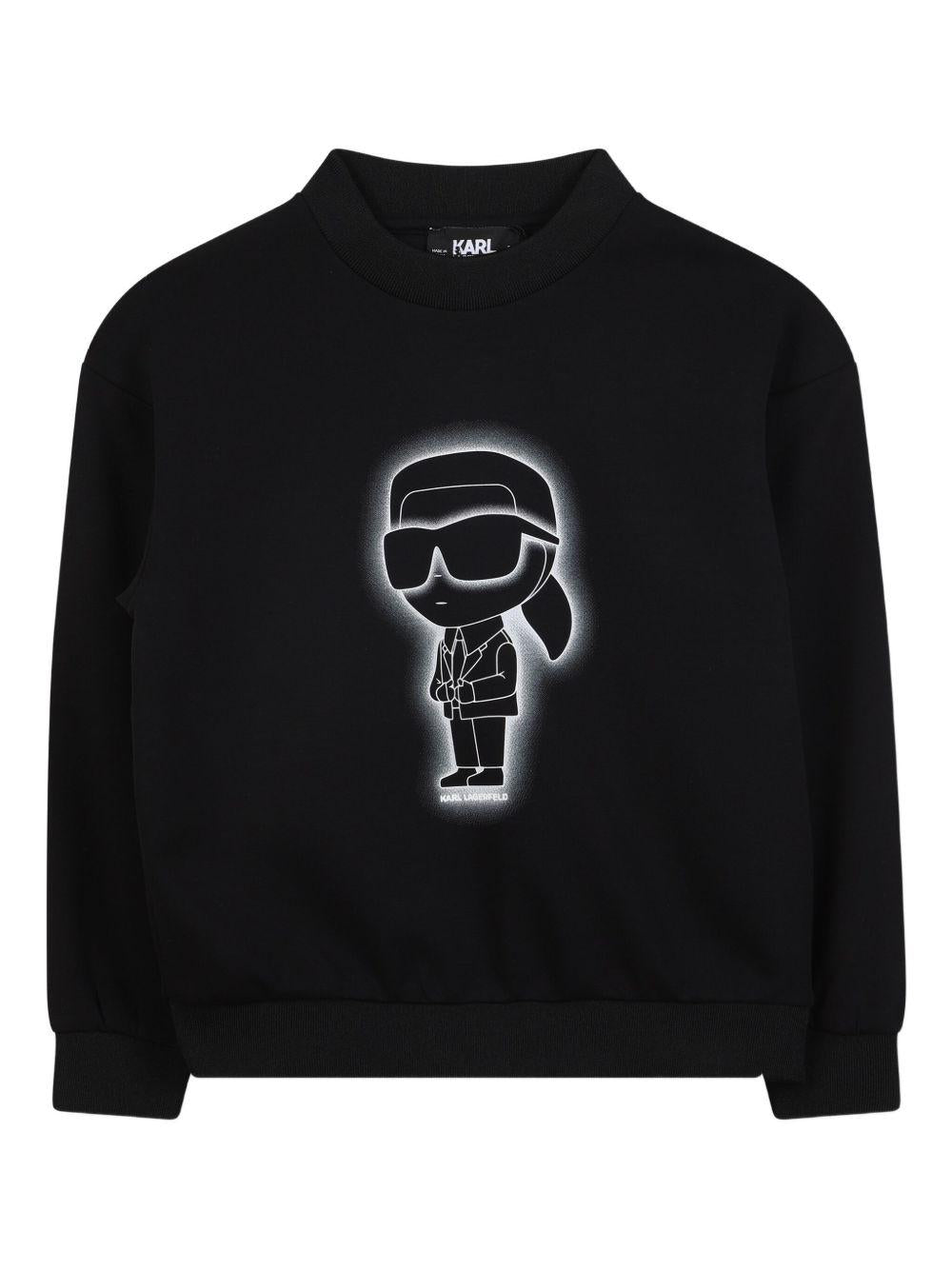Felpa per bambino Karl Lagerfeld Kids nera con stampa grafica - Rubino Kids