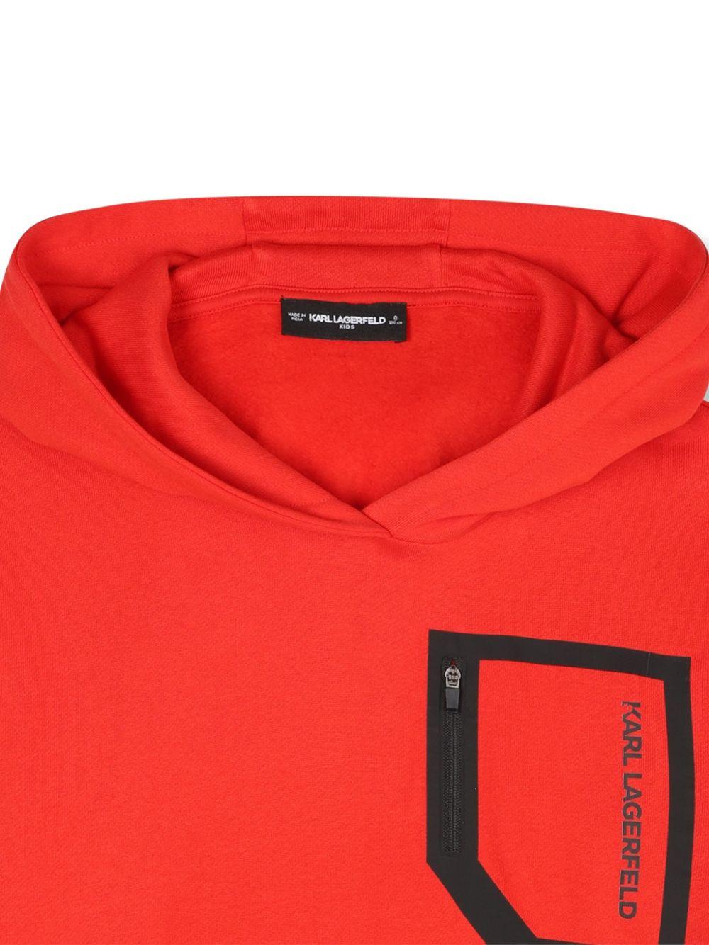 Felpa per bambino Karl Lagerfeld Kids rossa con cappuccio e logo - Rubino Kids