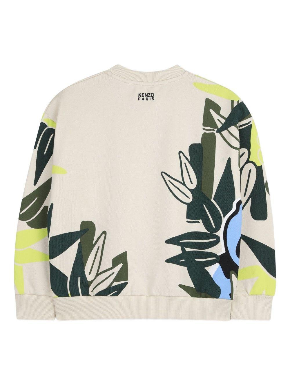 Felpa per bambino Kenzo Kids beige con motivo elefante - Rubino Kids