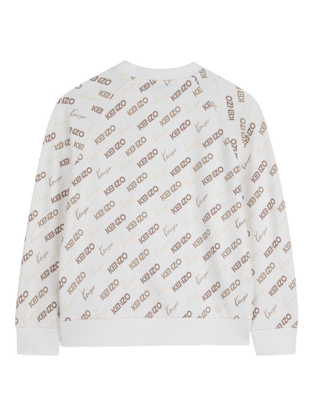 Felpa per bambino Kenzo Kids bianca con stampa logo all - over - Rubino Kids