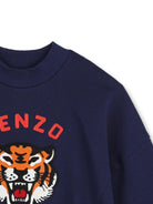 Felpa per bambino Kenzo Kids blu con dettaglio logo sul davanti - Rubino Kids