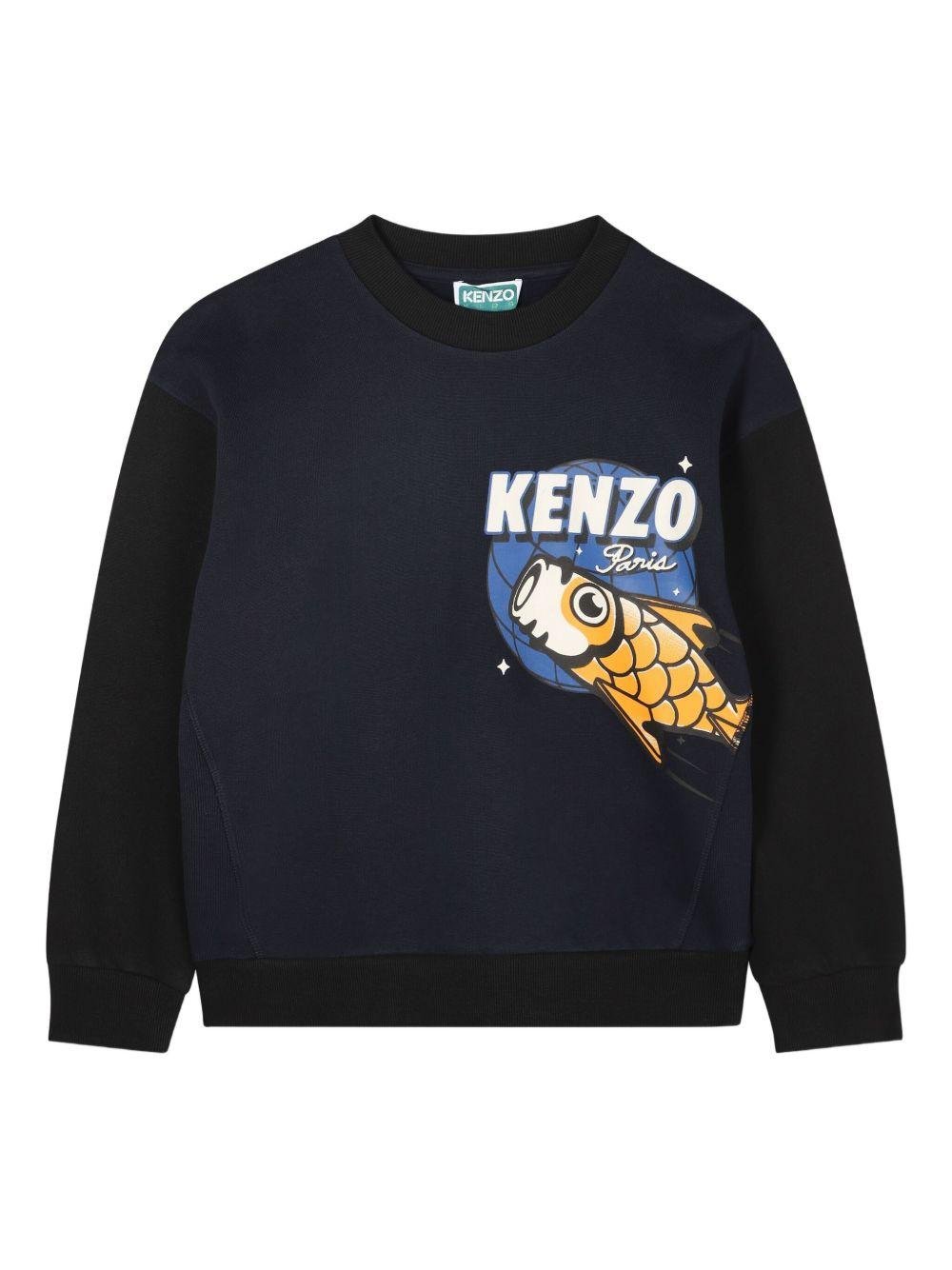 Felpa per bambino Kenzo Kids blu con motivo pesce - Rubino Kids