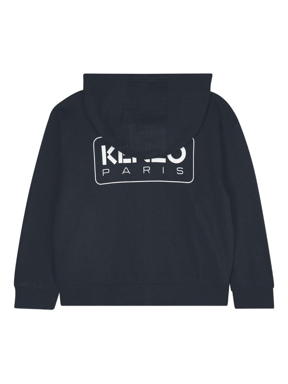 Felpa per bambino Kenzo Kids blu con stampa con logo frontale - Rubino Kids
