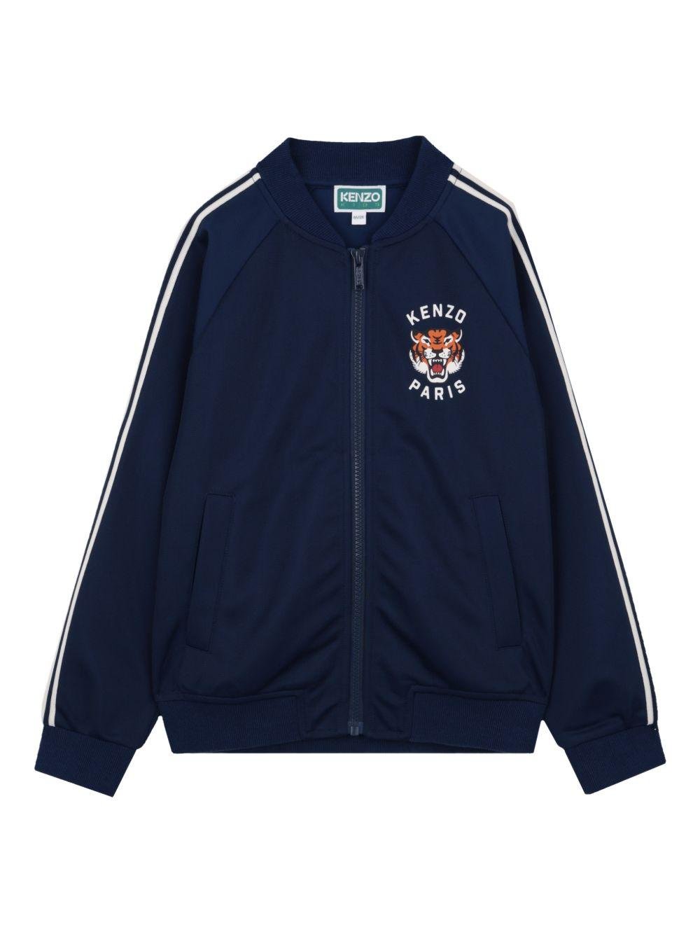 Felpa per bambino Kenzo Kids blu con stampa grafica tigre - Rubino Kids