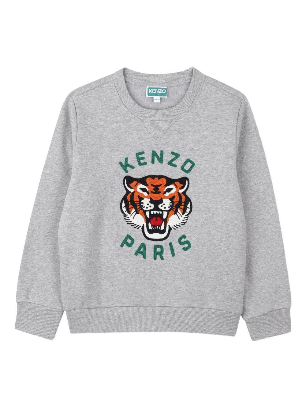 Felpa per bambino Kenzo Kids grigia con ricamo Tiger - Rubino Kids