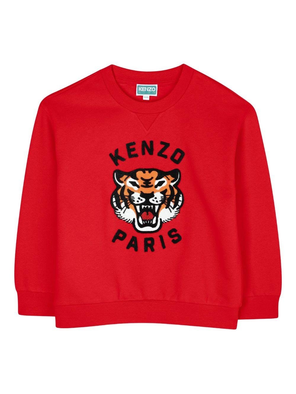 Kenzo Kids beige crewneck sweatshirt with tiger embroidery | Offer