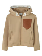 Felpa per bambino Lanvin Enfant beige con applicazione frontale con logo - Rubino Kids