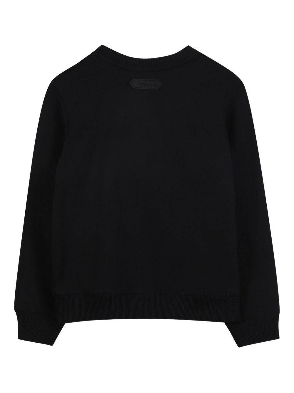 Felpa per bambino Lanvin Enfant nera con logo floccato - Rubino Kids