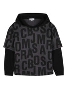 Felpa per bambino Marc Jacobs Kids grigia con logo all - over e maniche nere a contrasto - Rubino Kids