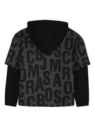 Felpa per bambino Marc Jacobs Kids grigia con logo all - over e maniche nere a contrasto - Rubino Kids
