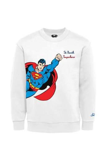 Felpa per bambino MC2 Saint Barth Kids bianca con stampa Superman - Rubino Kids