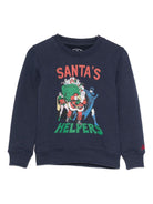 Felpa per bambino MC2 Saint Barth Kids blu con stampa grafica Batman Robin e Babbo Natale - Rubino Kids
