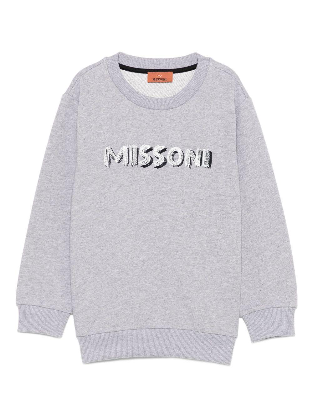 Felpa per bambino Missoni Kids grigio con logo ricamato - Rubino Kids