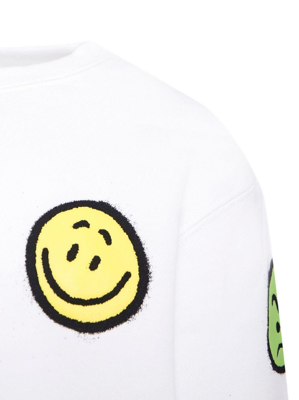 Felpa per bambino Molo bianca con stampa smiley all - over e maniche con spalle scese - Rubino Kids