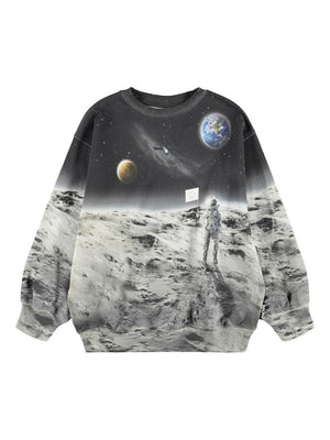 Felpa per bambino Molo grigia con stampa grafica all-over