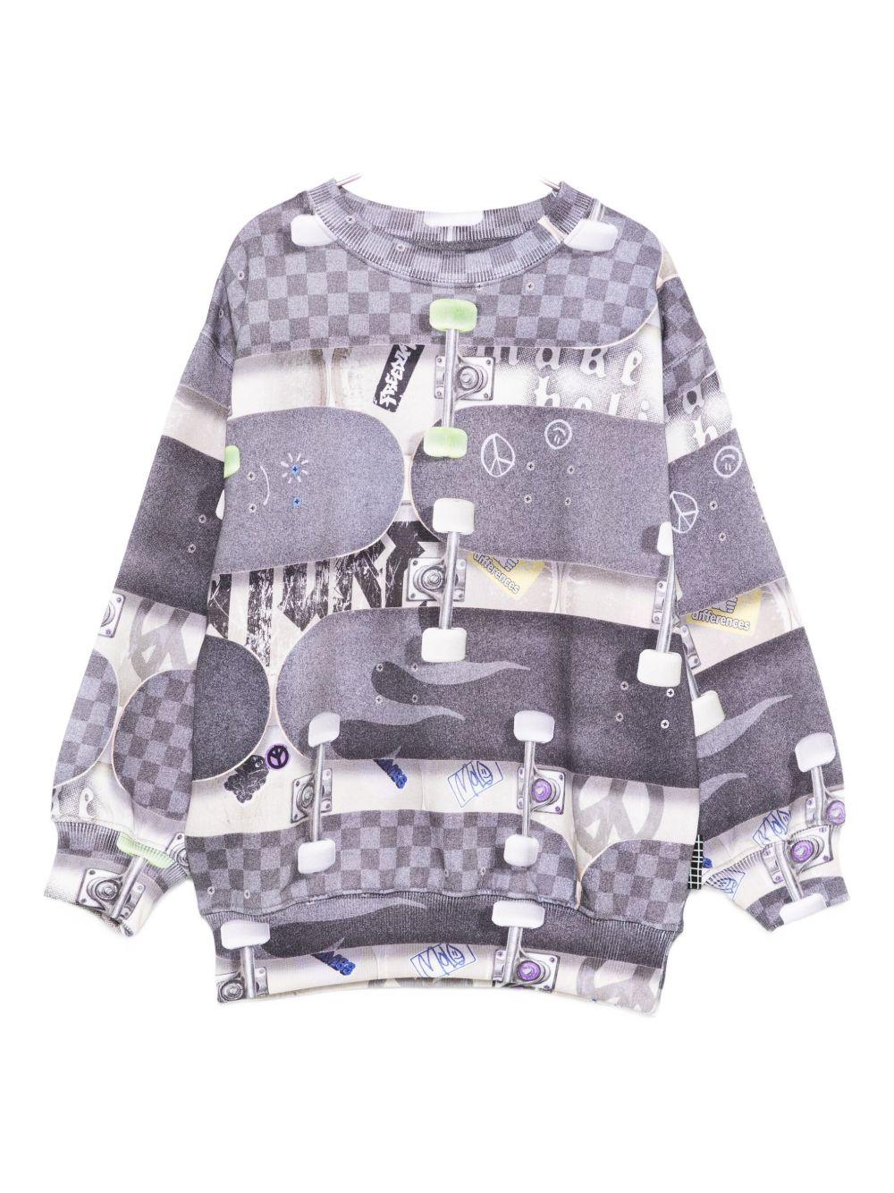 Felpa per bambino Molo grigio con stampa skateboard - Rubino Kids