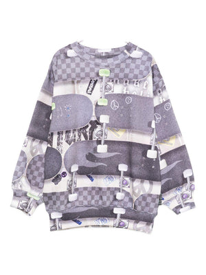 Felpa per bambino Molo grigio con stampa skateboard