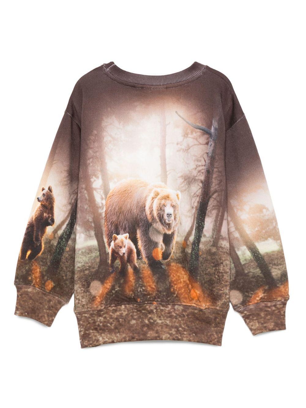 Felpa per bambino Molo marrone con stampa orso - Rubino Kids