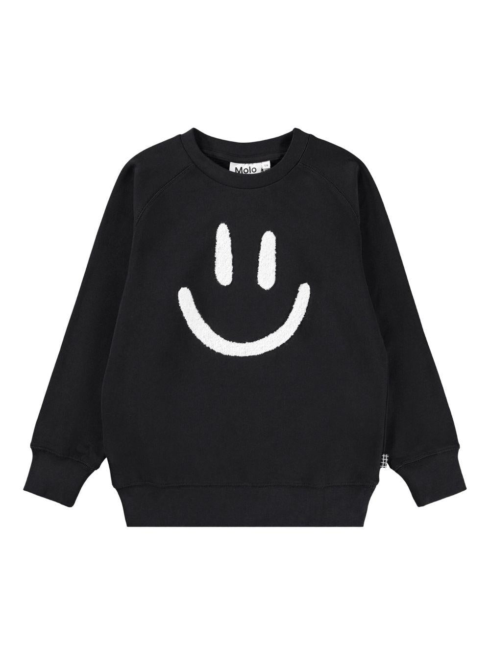Felpa per bambino Molo Mike nero con stampa smile - Rubino Kids