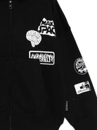 Felpa per bambino Molo nero con cappuccio e zip con dettagli patch - Rubino Kids