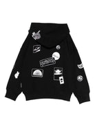 Felpa per bambino Molo nero con cappuccio e zip con dettagli patch - Rubino Kids