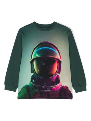 Molo Rube green sweatshirt for children with a gradient effect